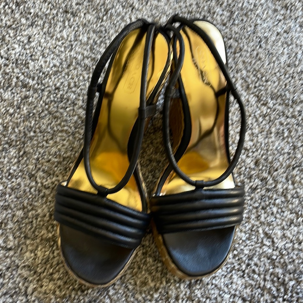 Coach Black and Gold Wedges